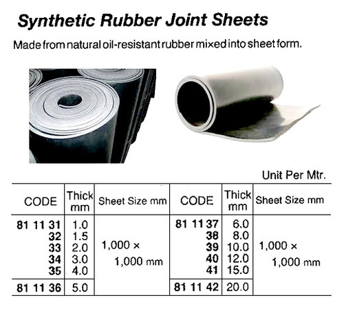 IMPA 811138 SYNTHETIC RUBBER SHEET NBR 8 MM 1200 MM 5 MTR RP615 MARPACK