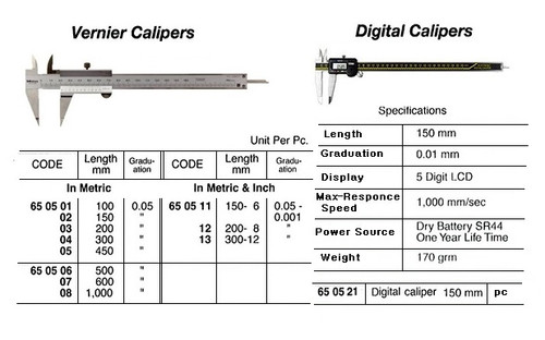 IMPA 650506 CALIPER VERNIER STAINLESS STEEL METRIC 500MM