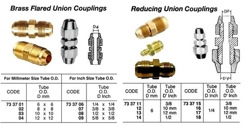 IMPA 733702 UNION COUPLING BRASS-FLARED for tube outside diam. 8mm