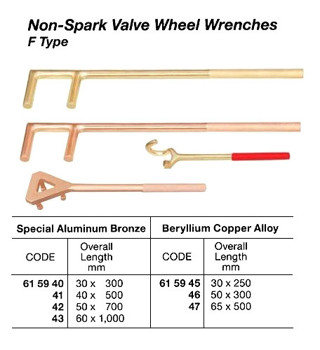 IMPA 615947 VALVE WHEEL WRENCH 550x65mm F-TYPE BE-COPPER NON-SPARK