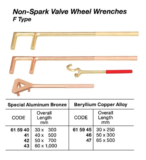 IMPA 615946 VALVE WHEEL WRENCH 400x50mm F-TYPE BE-COPPER NON-SPARK