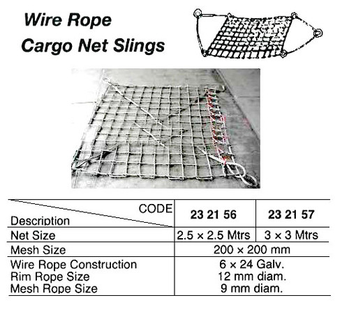 IMPA 232157 WIRE ROPE CARGO NET SLING MESH 300X300MM SIZE 3X3MTR