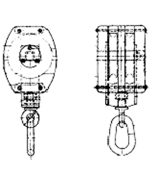 IMPA 231651 WOODEN BLOCK 2-SHEAVES 5" 14mm SWIVEL HOOK & BECKET