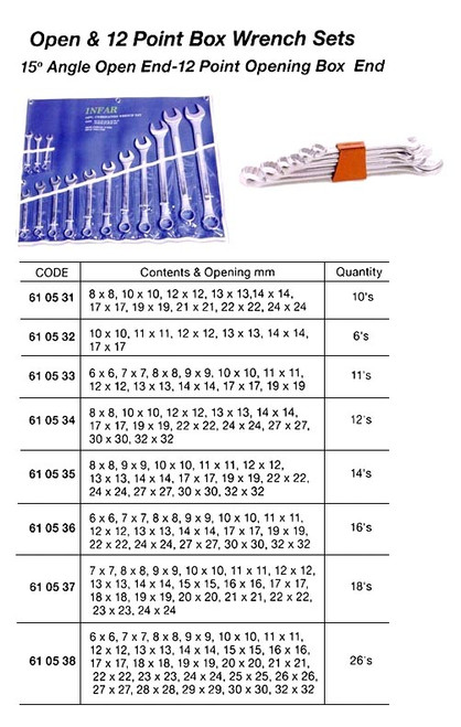IMPA 610533 WRENCH OPEN & 12-POINT BOX SET 6-19mm 11pcs