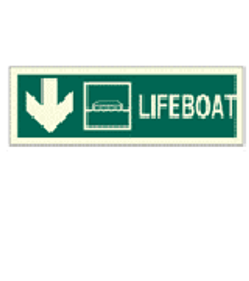 IMPA 334308 Direction sign (PV) - Lifeboat arrow left down