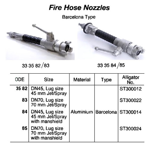 IMPA 333584 FIRE NOZZLE BARCELONA LM DN45 62 MM JET/SPRAY WITH MANSHIELD