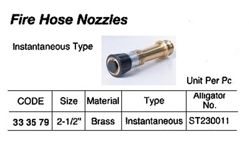 IMPA 333579 FIRE NOZZLE INSTANTANEOUS / JOHN MORRIS BRASS 21/2"