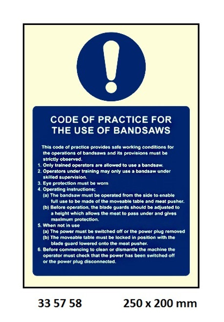 IMPA 335758 Galley sign - Code of practice for use of brandsaws