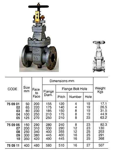 IMPA 750904 GATE VALVE F7366 10K 10K-100 JIS CAST STEEL 100 MM 250