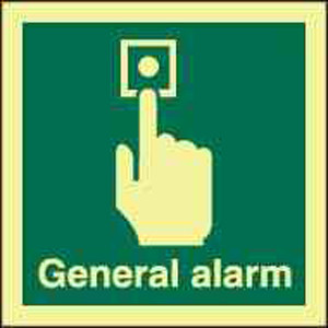 IMPA 334155 Photoluminescent Safety sign - General alarm button