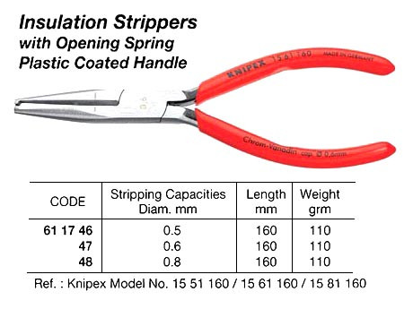 IMPA 611747 INSULATION STRIPPER 160mm capacity 0,6mm KNIPEX