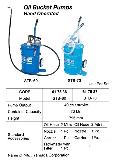 IMPA 617537 Oil bucket pump hand operated - 20 ltr - 40cc Yamada