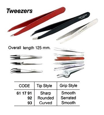 IMPA 611793 TWEEZERS STAINLESS STEEL CURVED TIP SMOOTH GRIP 125MM