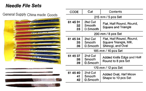 IMPA 614540 ENGINEERS NEEDLE FILE SET 140mm set of 12-pcs GERMAN