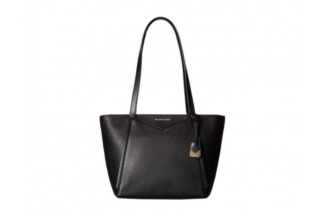 whitney small leather and logo cutout tote bag