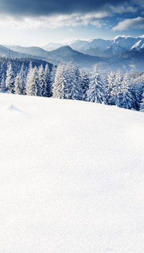 Snowy Mountain View Backdrop
