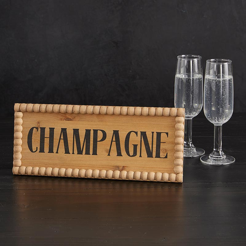 Champagne Beaded Wood Sign - [Consumer]47th & Main