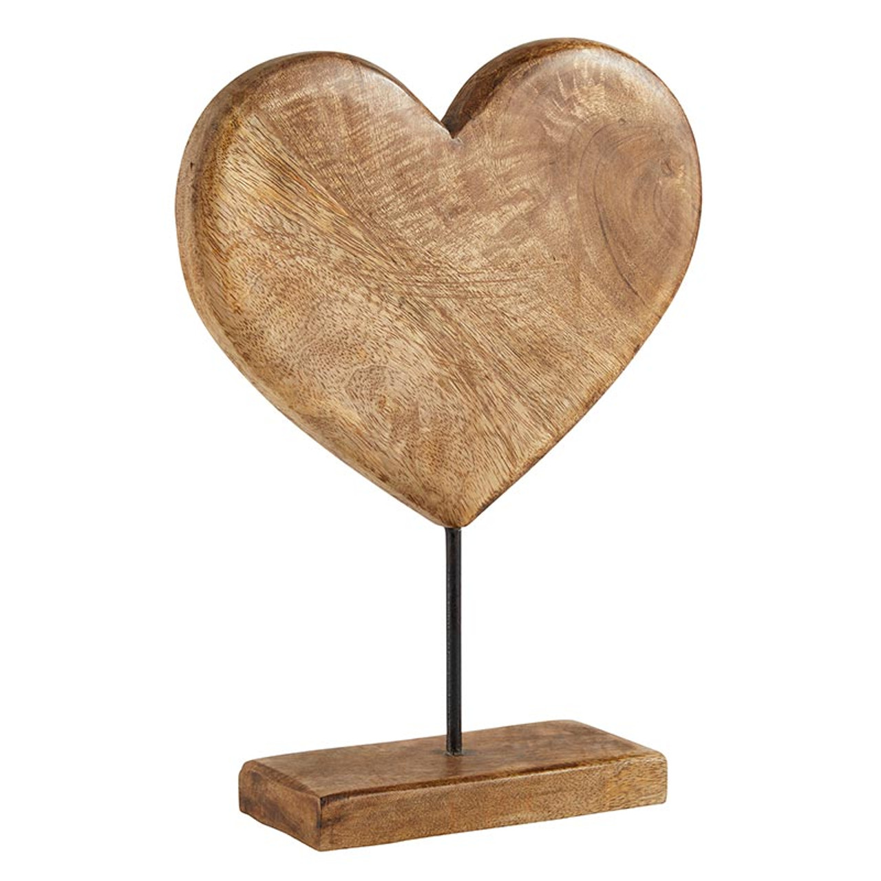 White and Natural Wooden Heart Decor Set of 2