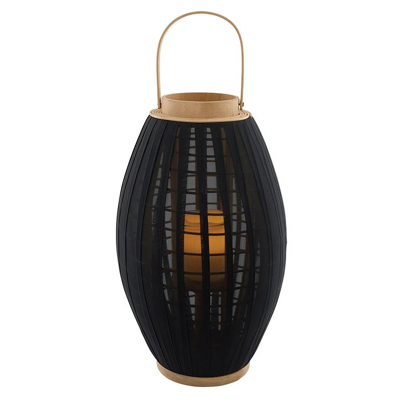 Black Round Bamboo Lantern - Medium - [Consumer]47th & Main