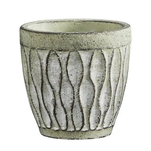 Cement Leaf Round Pot - Medium