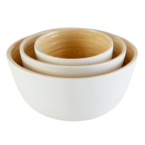 White Bamboo Bowls - Set of 3