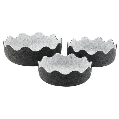 Scalloped Charcoal Baskets - Set of 3