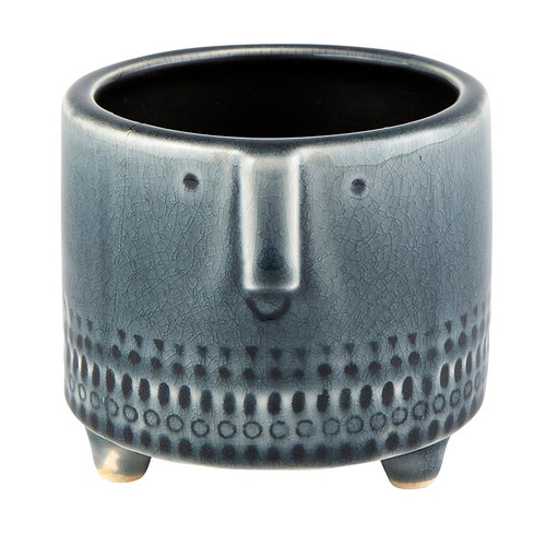 Crackled Glazed Gray Planter - Small