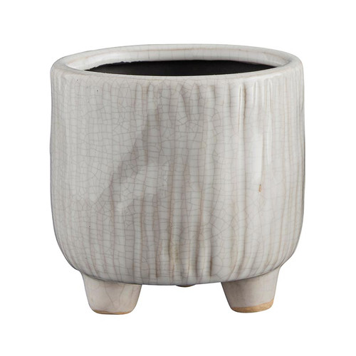 White Ceramic Pot with Feet - Small