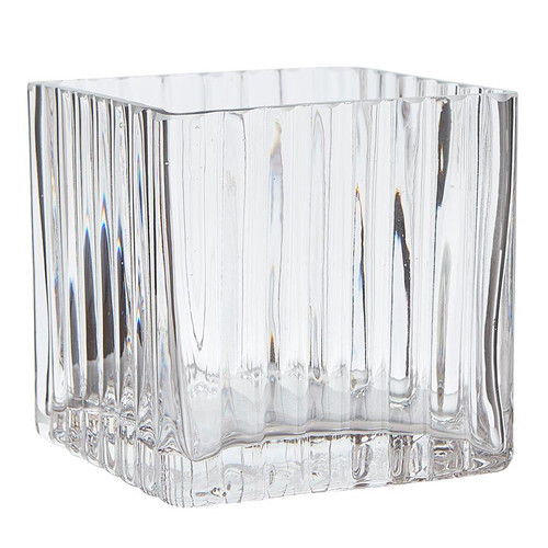 Square Clear Glass Vase - Small