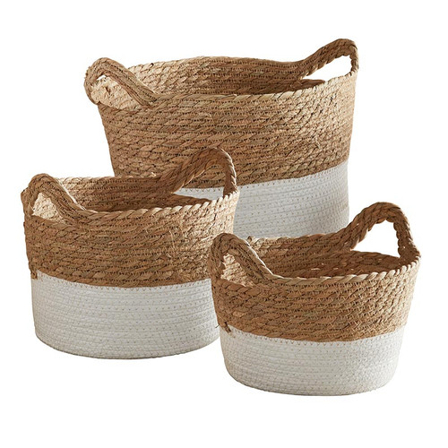 Short Cream Baskets - Set of 3
