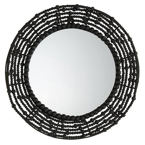 Black Wood Beaded Mirror