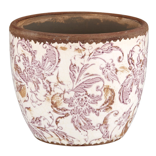 Flower Pot - Cream and Maroon