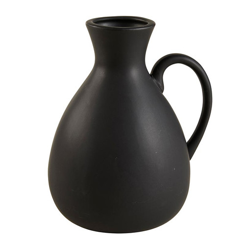 Black Ceramic Ewer Vase