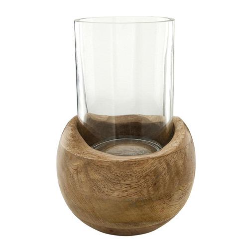 Wooden Glass Hurricane - Large
