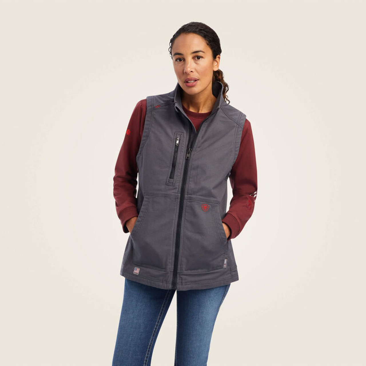 Ariat FR DuraLight Stretch Canvas Vest Iron Grey Womens* - Dry Canyon FR