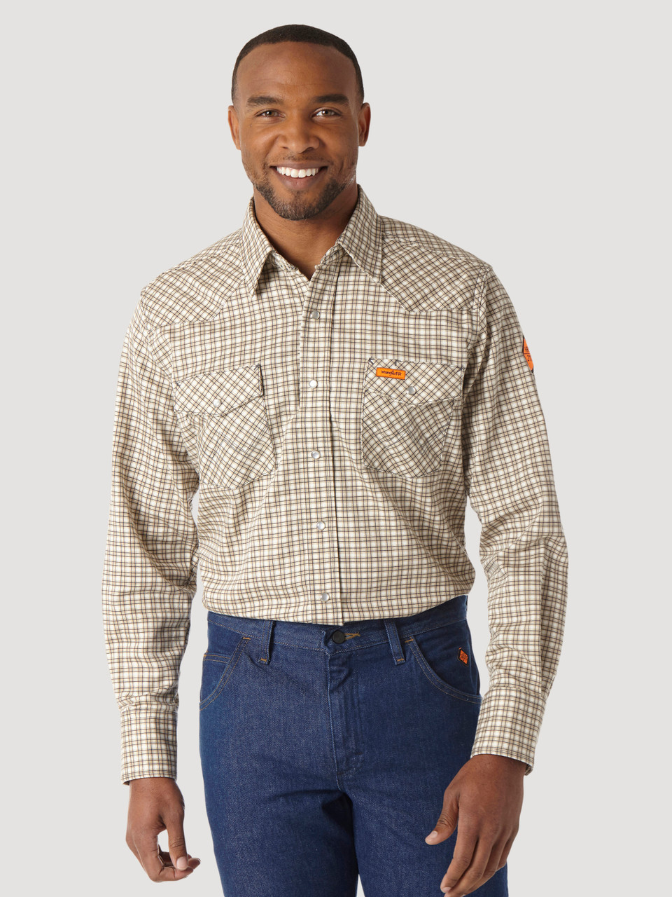 WRANGLER® FR LONG SLEEVE WESTERN SNAP PLAID SHIRTS *Discontinuing product, limited sizes available*