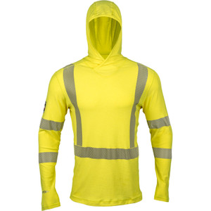 DragonWear Men's Pro Dry® Tech Long Sleeve Hi-Vis Yellow FR Shirt w/ Hood (Allow 3-5 weeks )