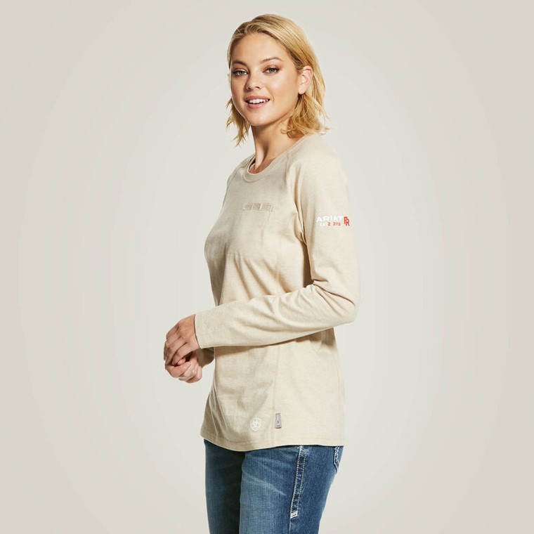 Womens Ariat FR Air Crew T-Shirt Sand Heather (Allow 3-5 weeks)