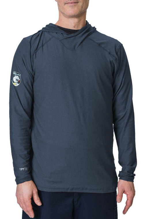 Navy Heather DragonWear Pro Dry® Tech LS Shirt w/ Hood 