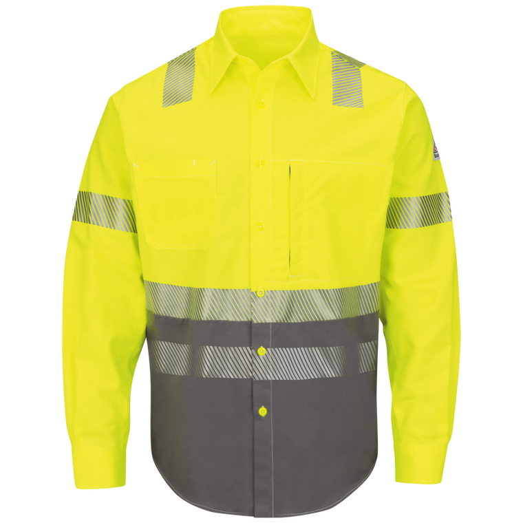 Bulwark -  MEN'S HI-VISIBILITY COLOR-BLOCK UNIFORM SHIRT BUTTON DOWN SHIRT