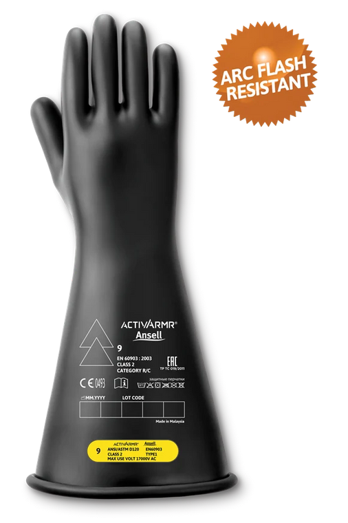Ansell- ActivArmr- Class 2- Straight Cuff Electrical Insulating Glove 16"