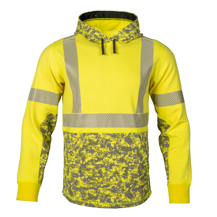 DragonWear Men's Elements™ Cyclone Pull-Over FR Hoodie - Hi-Vis Yellow Camo