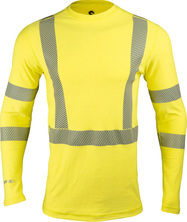 DragonWear Men's Pro Dry® Tech Long Sleeve Hi-Vis Yellow FR Shirt 