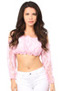 Shop Daisy Corsets Lingerie & Outerwear Corsetry-Plus Size Baby Pink Lined Lace Long Sleeve Peasant Top