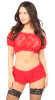 Shop Daisy Corsets Lingerie & Outerwear Corsetry-Plus Size Red Sheer Lace Short Sleeve Peasant Top