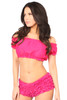 Shop Daisy Corsets Lingerie & Outerwear Corsetry-Plus Size Fuchsia Short Sleeve Peasant Top