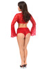 Shop Daisy Corsets Lingerie & Outerwear Corsetry-Red Sheer Lace Bell Sleeve Peasant Top