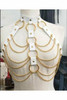 Shop Daisy Corsets Lingerie & Outerwear Corsetry-White & Gold Faux Leather Body Harness