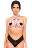 Shop Daisy Corsets Lingerie & Outerwear Corsetry-Light Pink Stretchy Body Harness With Silver Hardware