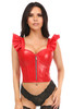 Shop Daisy Corsets Lingerie & Outerwear Corsetry-Lavish Red Faux Leather Bustier Top With Ruffle Sleeves